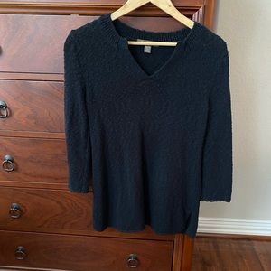 Tommy Bahama black, V-neck, loose textured knit sweater.  Size XS.